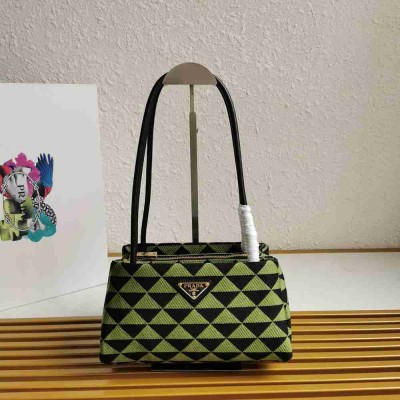 Prada Supernova Small Shoulder Bag In Black Green Fabric