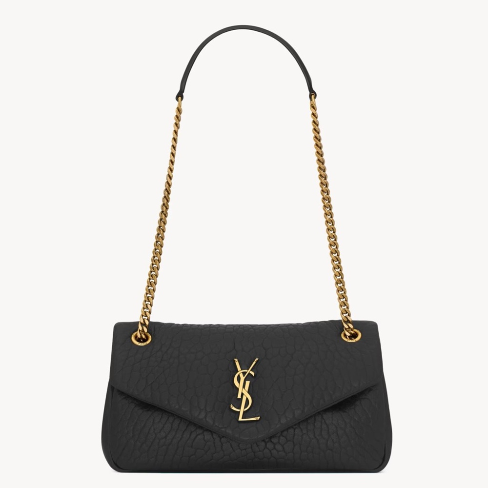 Saint Laurent Calypso Small Bag In Black Grained Lambskin