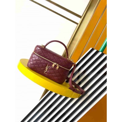 Saint Laurent Gaby Mini Vanity Bag in Bordeaux Lambskin