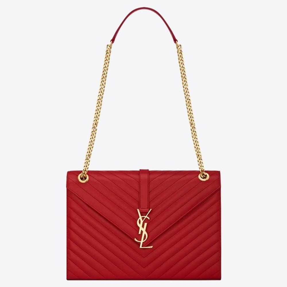 Saint Laurent Large Monogramme Envelope Red Shoulder Bag
