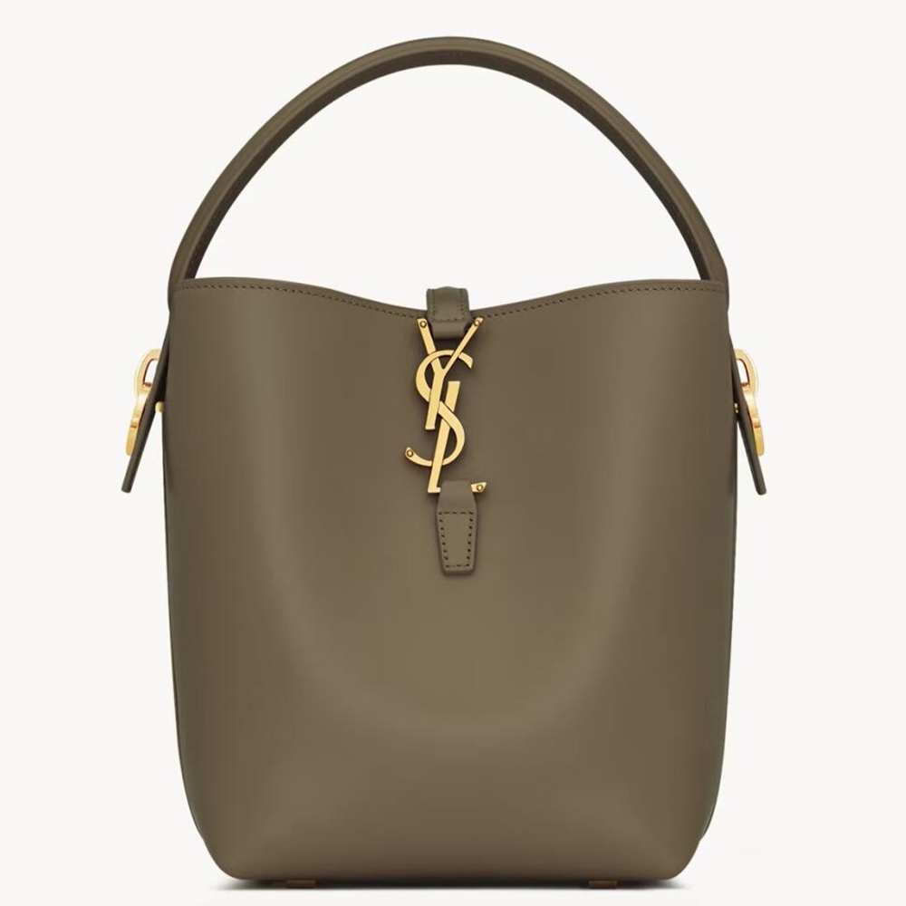 Saint Laurent Le 37 Small Bucket Bag in Dark Green Leather