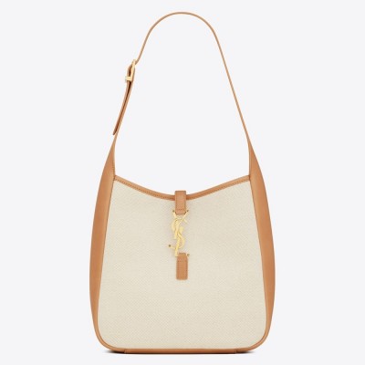 Saint Laurent Le 5 a 7 Small Shoulder Bag in Canvas and Leather