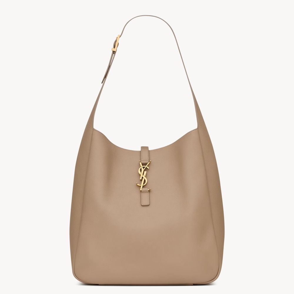 Saint Laurent Le 5 a 7 Soft Large Shoulder Bag in Grey Leather