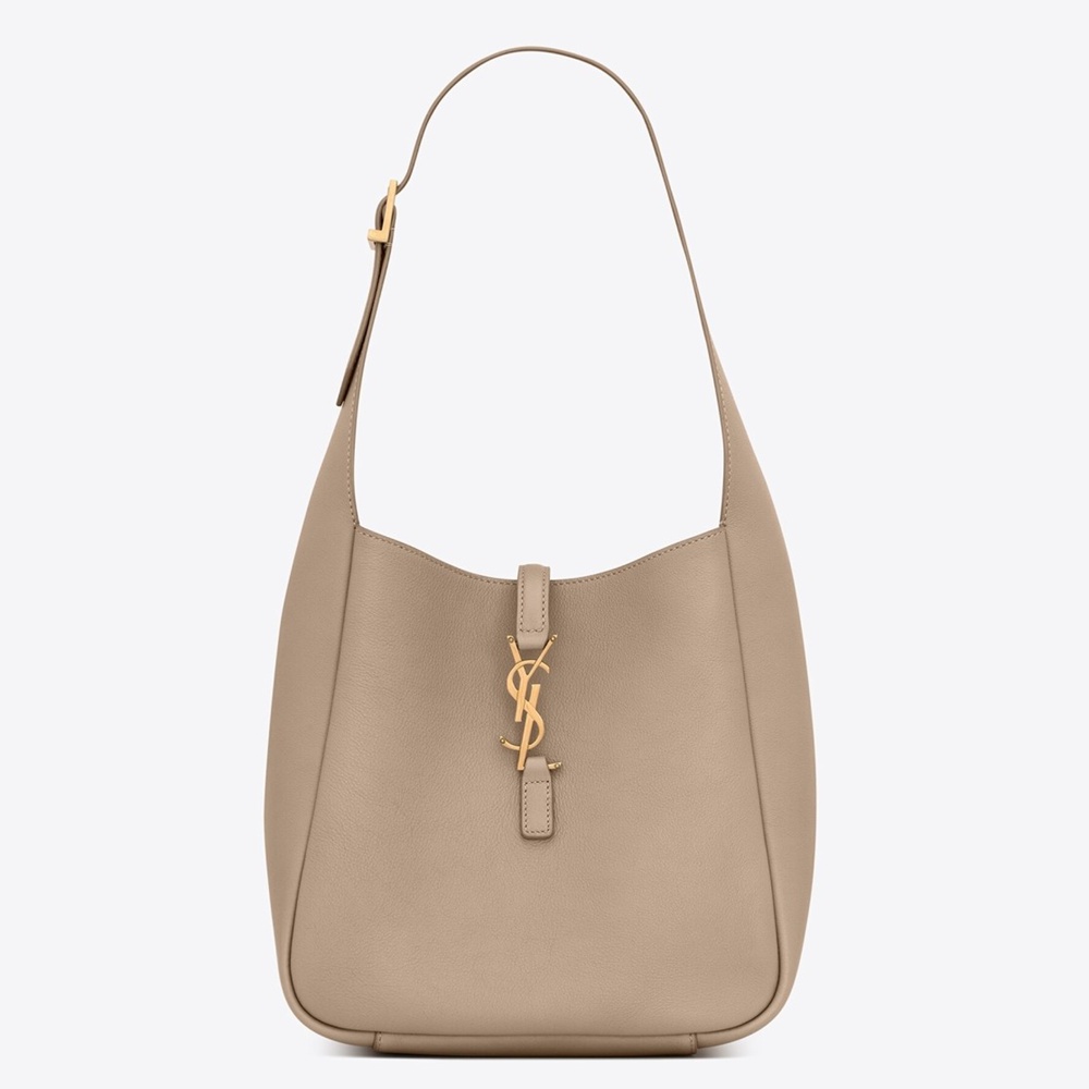 Saint Laurent Le 5 a 7 Soft Small Shoulder Bag in Beige Leather