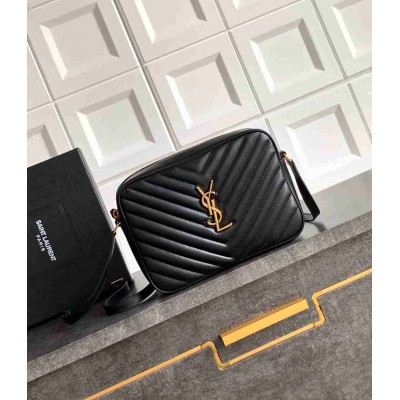 Saint Laurent Lou Camera Bag in Black Quilted Calfskin