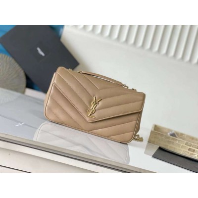 Saint Laurent LouLou Medium Bag in Beige Matelasse Lambskin