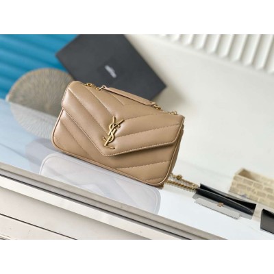 Saint Laurent LouLou Small Bag in Beige Matelasse Lambskin