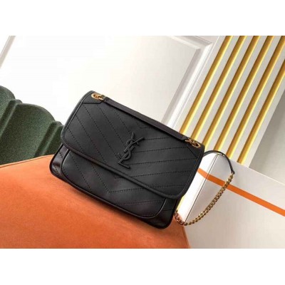 Saint Laurent Medium Niki Bag In Black Lambskin