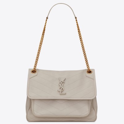 Saint Laurent Medium Niki Bag In White Lambskin