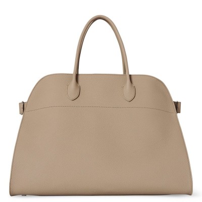 The Row Margaux 17 Top Handle Bag in Sand Grained Leather