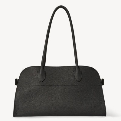 The Row Margaux Shoulder 12 Bag in Black Grained Leather