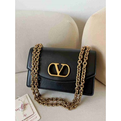 Valentino Garavani Vain Shoulder Bag in Black Calfskin