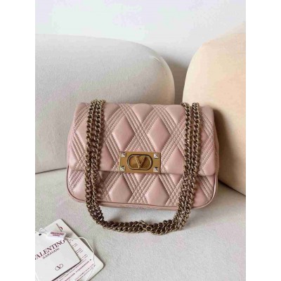 Valentino Quiltie 67 Meidum Shoulder Bag in Powder Leather