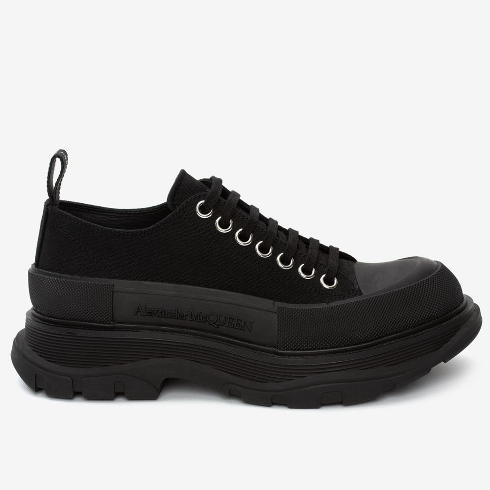 Alexander McQueen Black Tread Slick Lace Up Sneakers