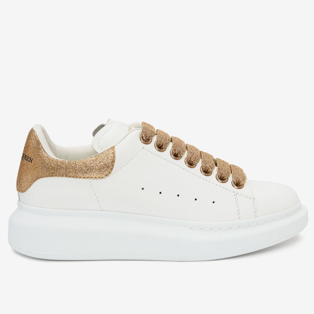 Alexander McQueen Oversized Sneakers With Gold Glitter Heel