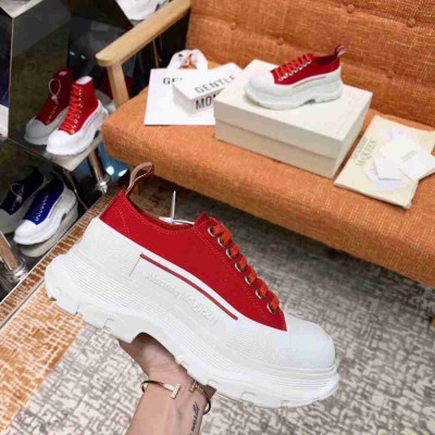 Alexander McQueen Red Tread Slick Lace Up Sneakers