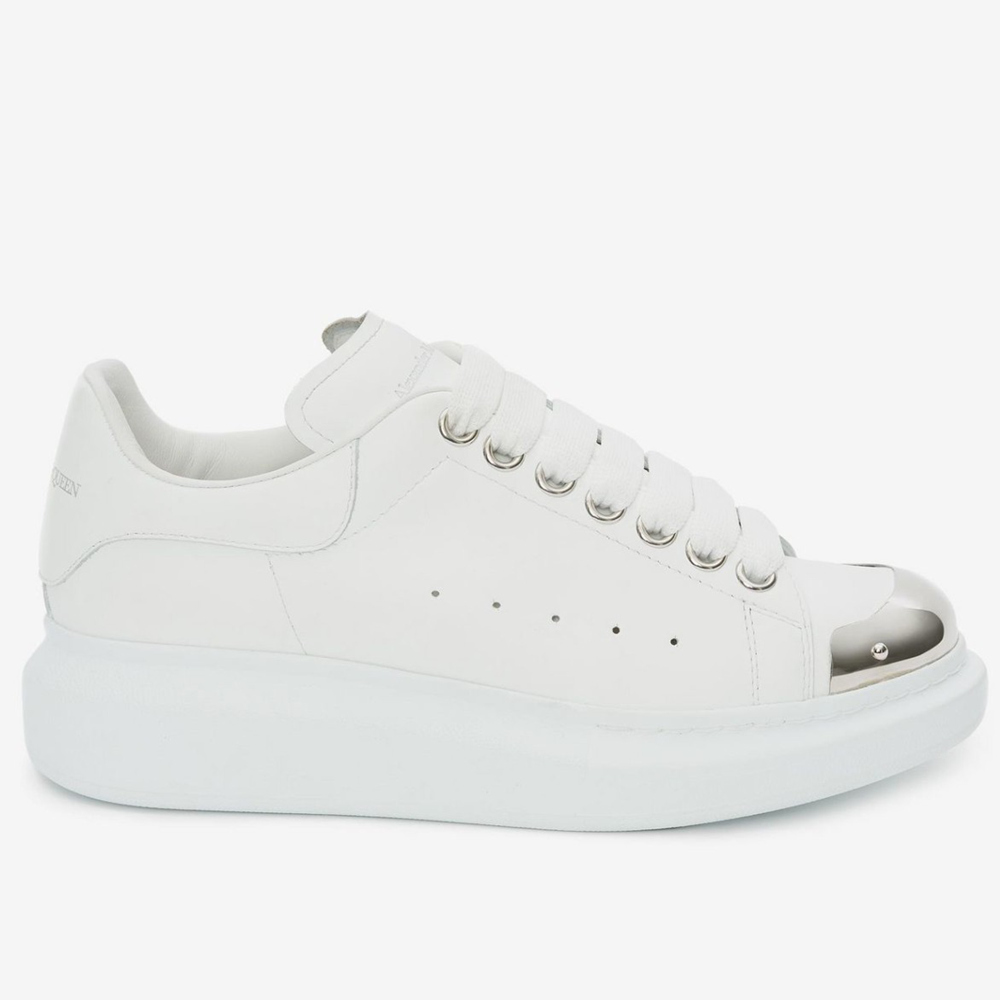 Alexander McQueen White Oversized Sneakers With Metal Toe
