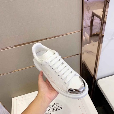 Alexander McQueen White Oversized Sneakers With Metal Toe