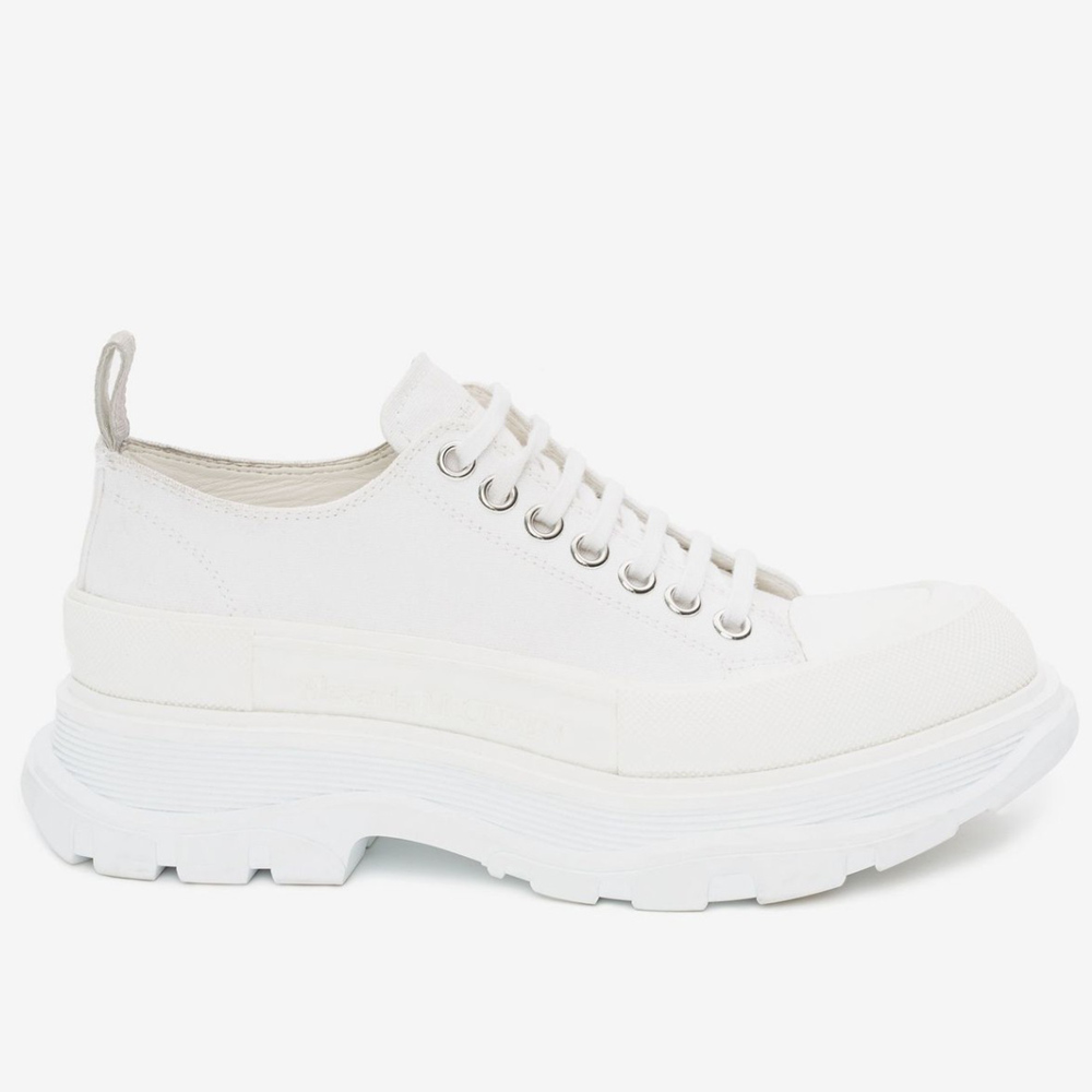 Alexander McQueen White Tread Slick Lace Up Sneakers
