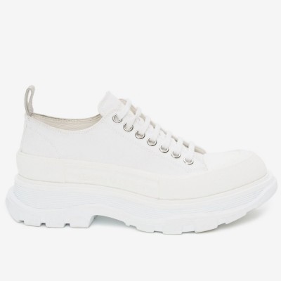 Alexander McQueen White Tread Slick Lace Up Sneakers