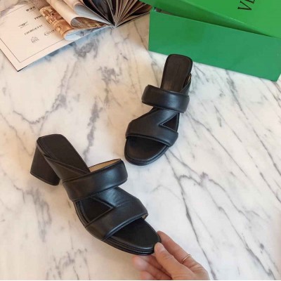 Bottega Veneta Band Sandals 55MM In Black Calfskin