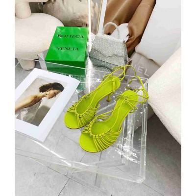 Bottega Veneta Dot Sandals 100mm In Kiwi Lambskin