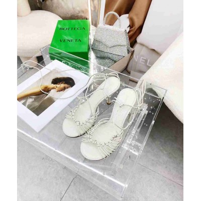 Bottega Veneta Dot Sandals 100mm In White Lambskin