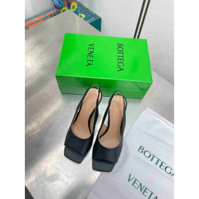 Bottega Veneta Knot Slingback Sandals 90mm in Black Lambskin