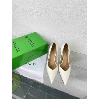 Bottega Veneta Punta Pumps in White Lambskin