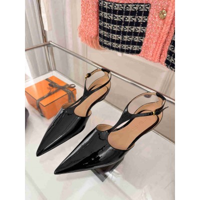 Bottega Veneta Rocket T-Bar Ballerina Flats In Black Patent Leather