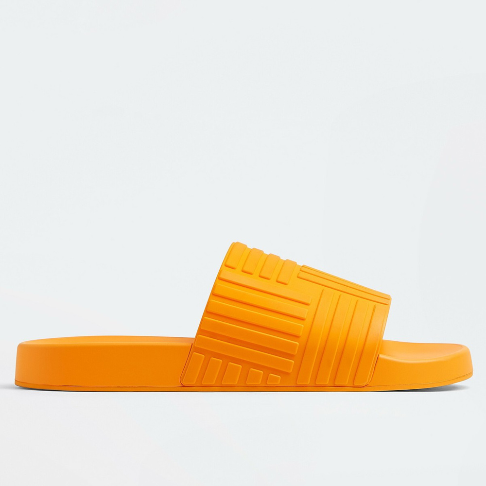 Bottega Veneta Slider Sildes In Tangerine Rubber