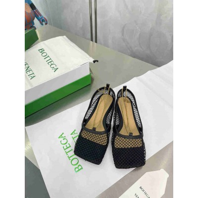 Bottega Veneta Stretch Ballerina Flats In Black Mesh