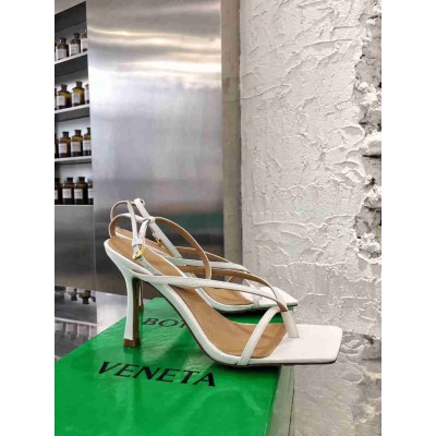 Bottega Veneta Stretch Sandals 90MM In White Lambskin