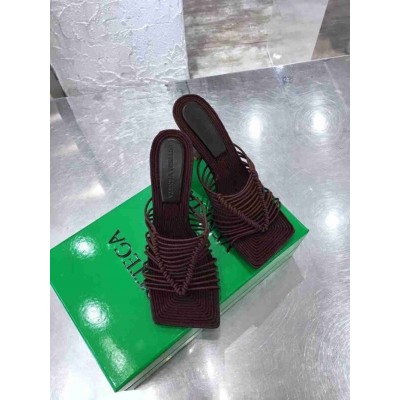 Bottega Veneta Stretch Sandals In Chocolate Elasticized Raffia
