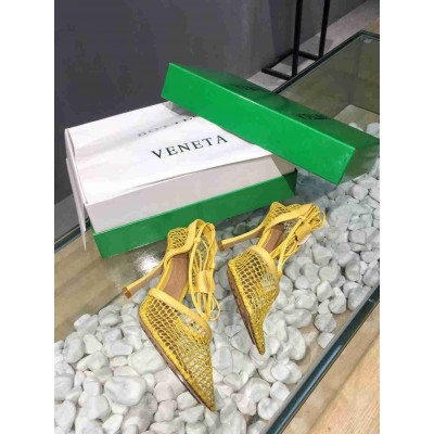 Bottega Veneta Stretch Sandals In Yellow Mesh