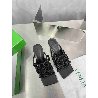 Bottega Veneta Stretch Twist Sandals In Black Lambskin