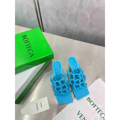 Bottega Veneta Stretch Twist Sandals In Blue Lambskin