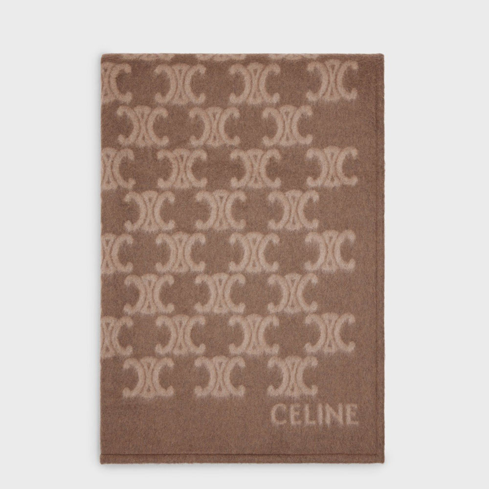 Celine Blanket in Camel and Beige Monogram Wool