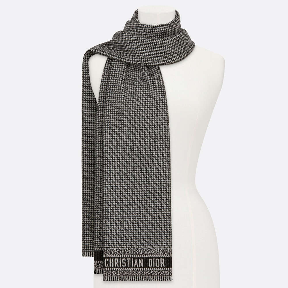 Christian Dior Stole In Black White Wool