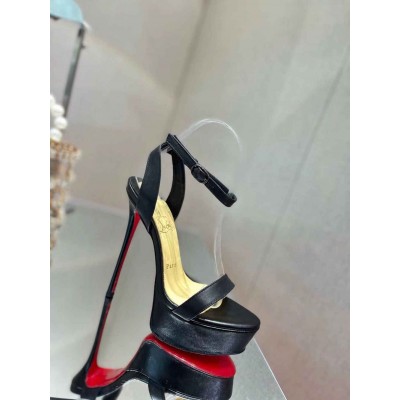 Christian Louboutin Black Loubi Queen Alta Sandals 150MM