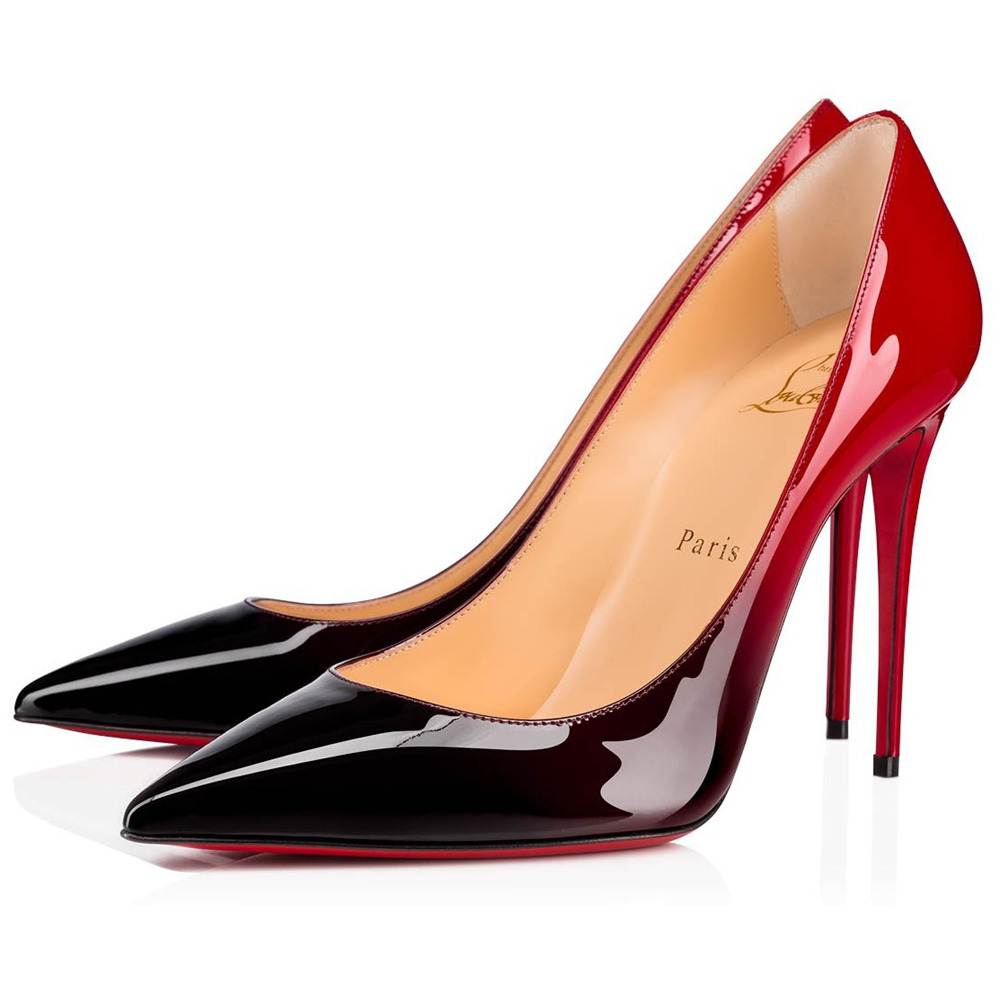 Christian Louboutin Black Red Patent Kate Pumps 100mm