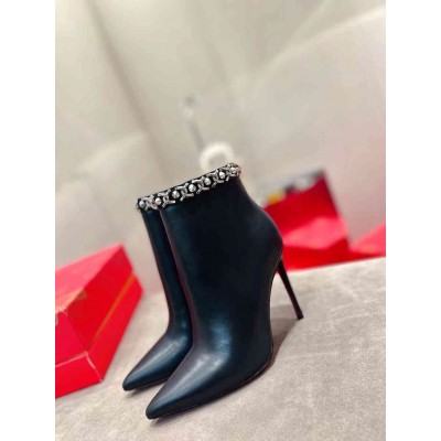 Christian Louboutin Booty Chain Boots 100 In Black Leather