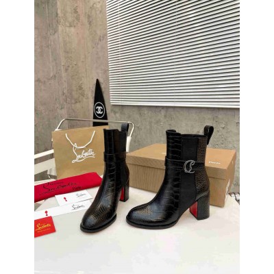 Christian Louboutin CL Chelsea Ankle Boots 70MM in Alligator Embossed Leather