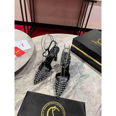 Christian Louboutin Condora Riviera Spikes 100mm Pumps in Black Lambskin