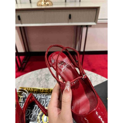 Christian Louboutin Condora Strap Pumps 100mm in Red Vog Patent Leather