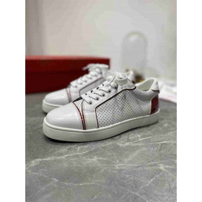 Christian Louboutin Fun Vieira Flat Sneakers In White Calfskin