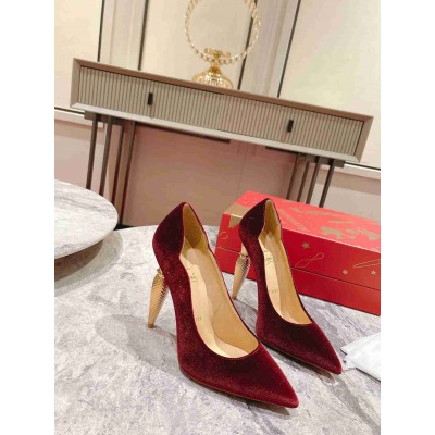 Christian Louboutin Lipchick Pumps 100mm In Red Velvet