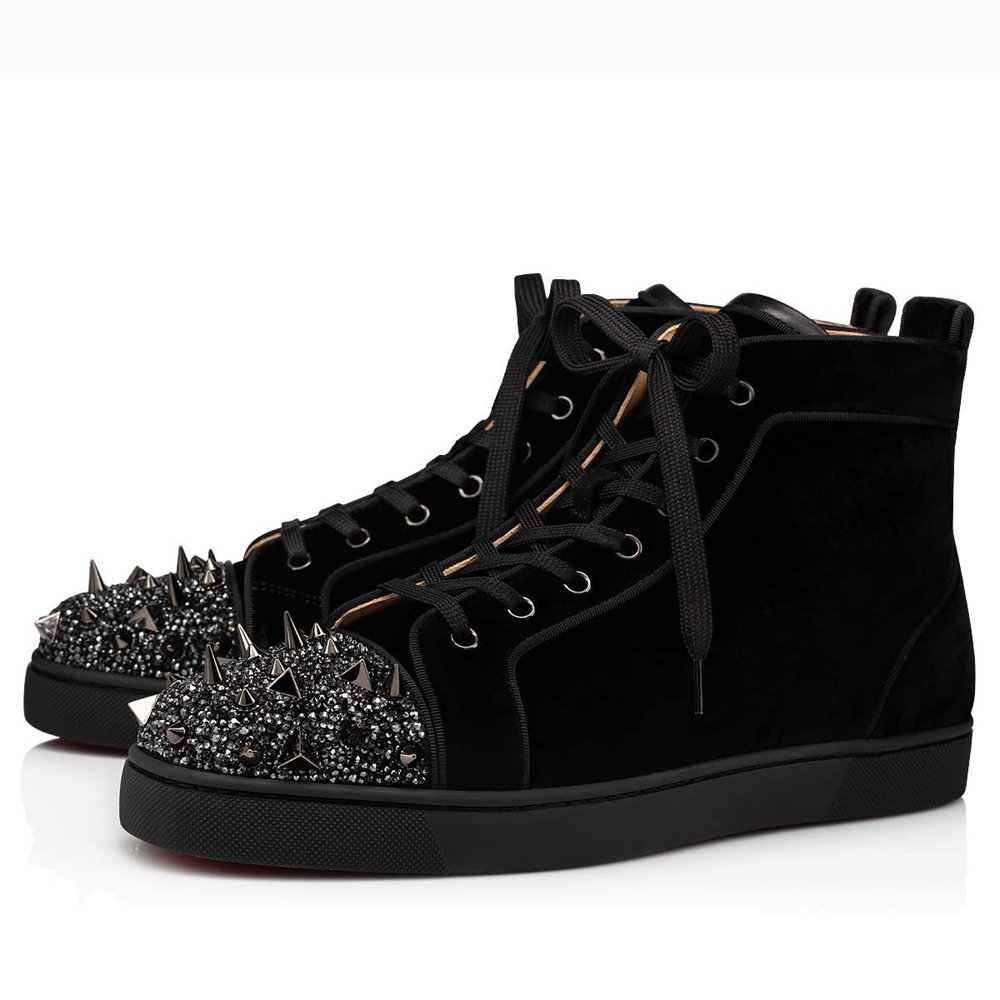 Christian Louboutin Lou Pik Pik Strass Flat Sneakers Black