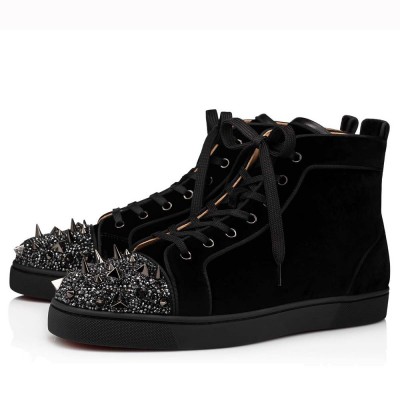 Christian Louboutin Lou Pik Pik Strass Flat Sneakers Black