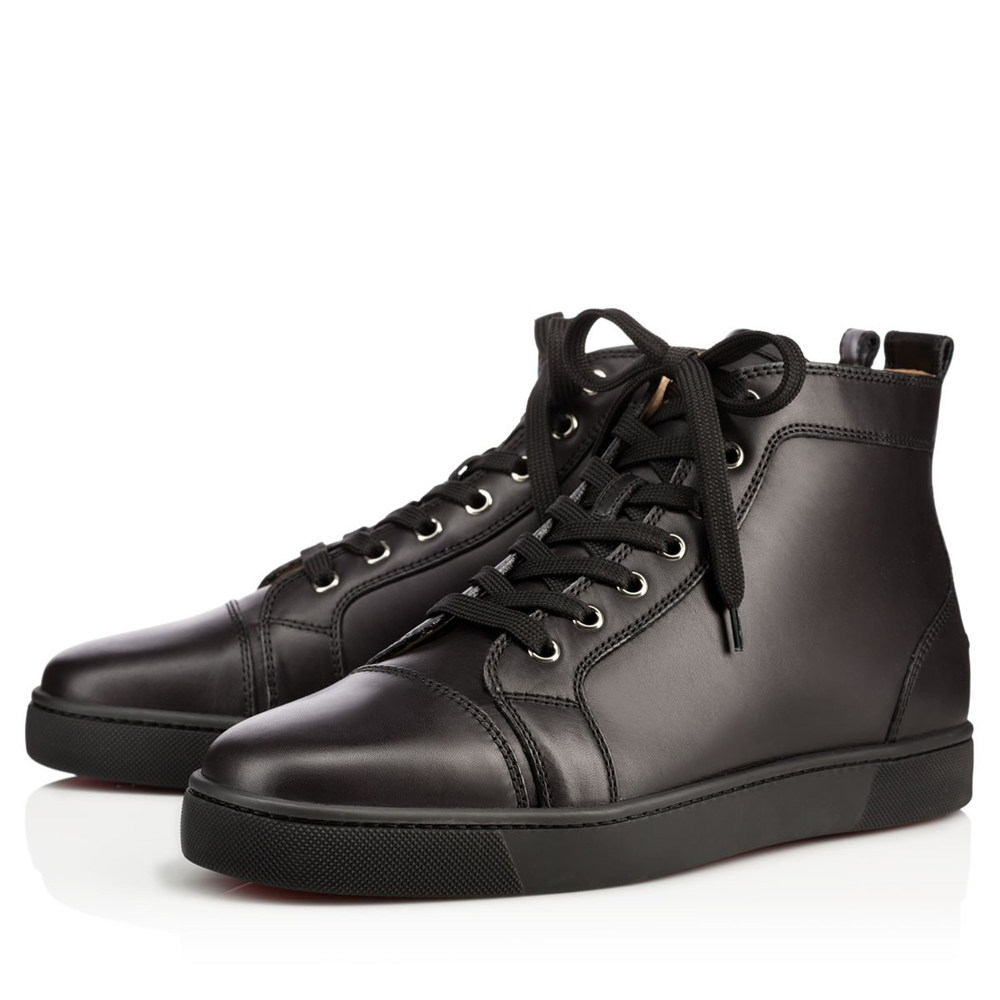 Christian Louboutin Louis Flat Sneakers in Black Leather